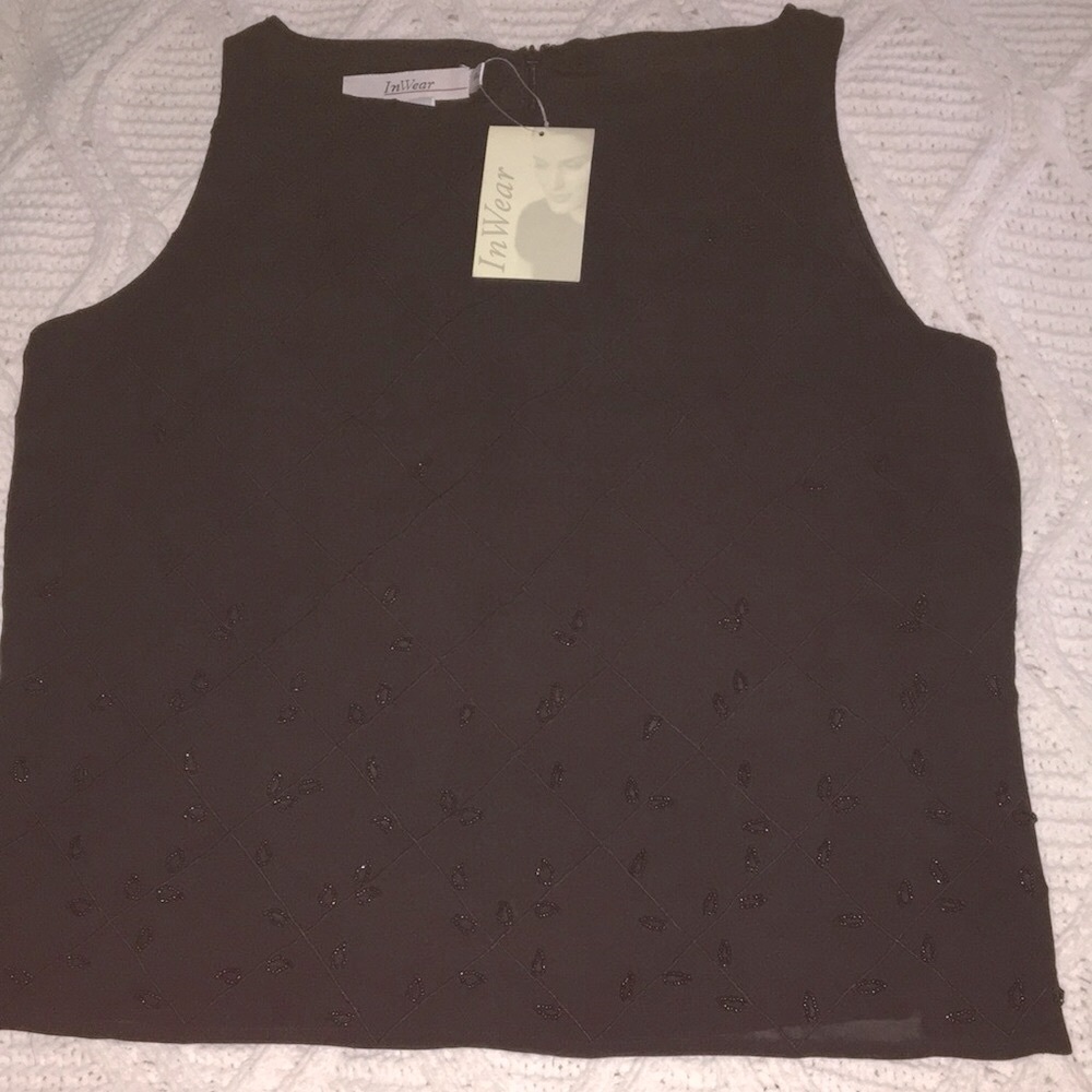 NWT Inwear black sleeveless top with beads XL